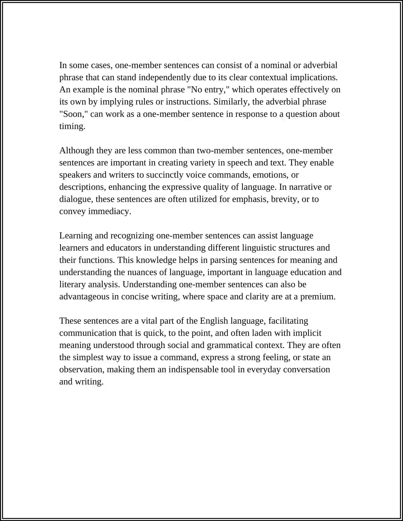 TYPOLOGY OF ONE MEMBER AND TWO MEMBER SENTENCES IN THE ENGLISH AND NATIVE LANGUAGES 4