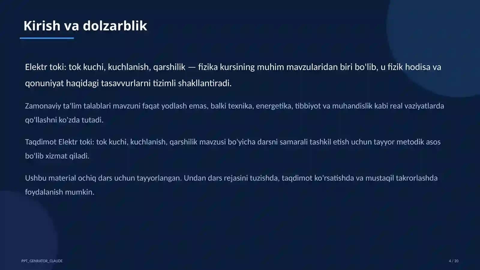 Elektr toki: tok kuchi, kuchlanish, qarshilik (8-sinf) 4
