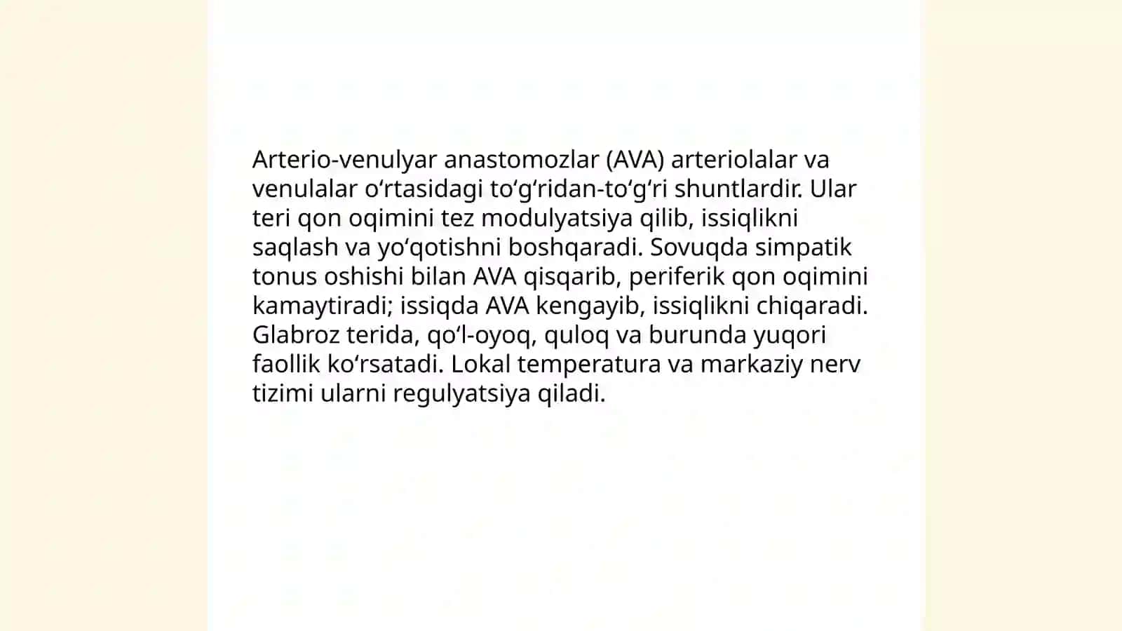 Arterio-venulyar anastomoz. Kapillyarlar. Yurakni taraqqiyoti va tuzilishi. Chaqaloq yuragi 4
