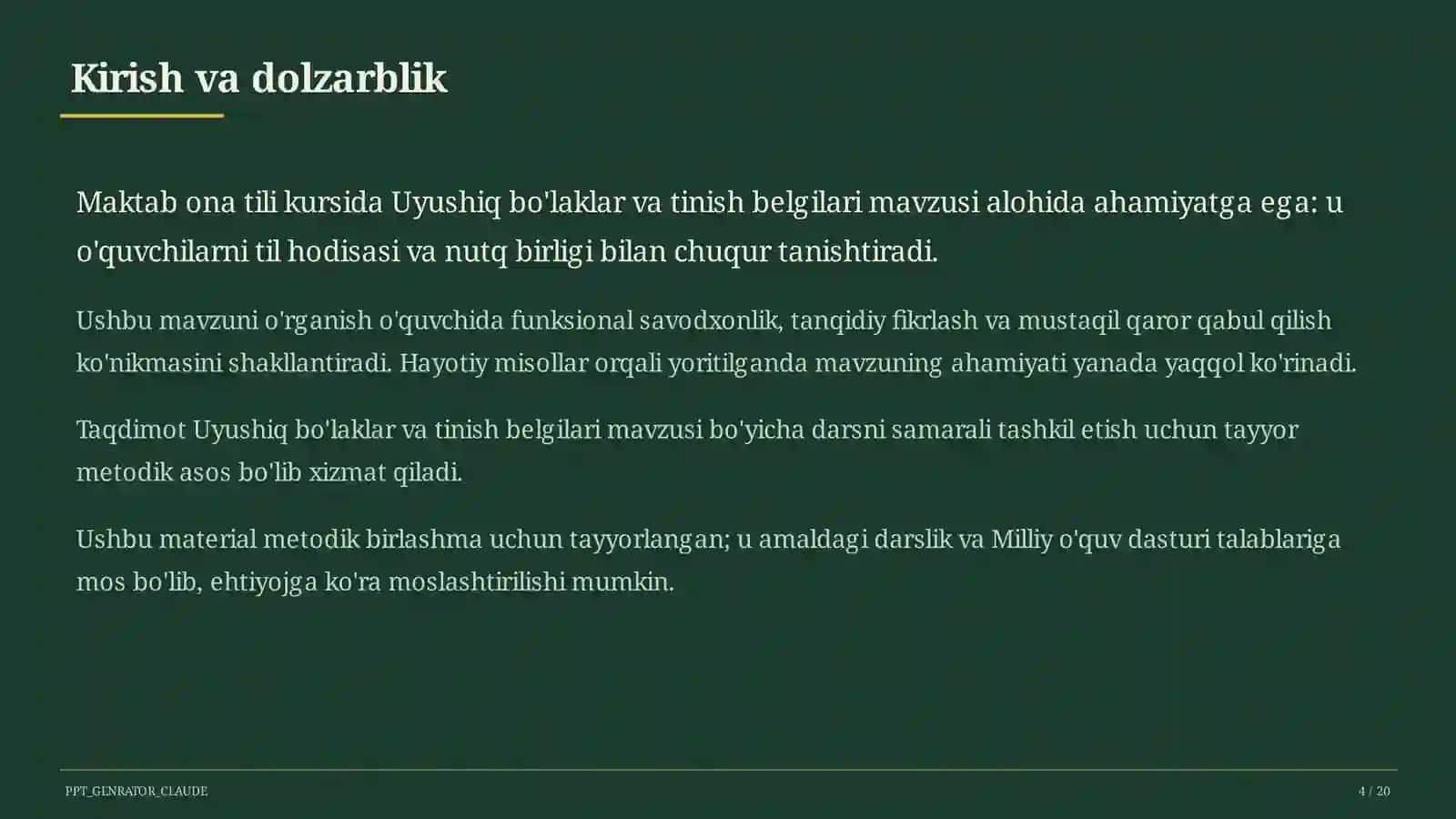 Uyushiq bo'laklar va tinish belgilari (8-sinf) 4