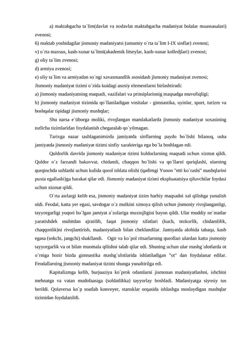 Jismoniy Madaniyatning Rivojlanganlik Darajasi 4