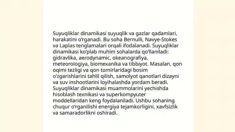 Suyuqliklarning xarakati jarayonidagi bosim yo'qolishida Reynold sonining axamiyati 4