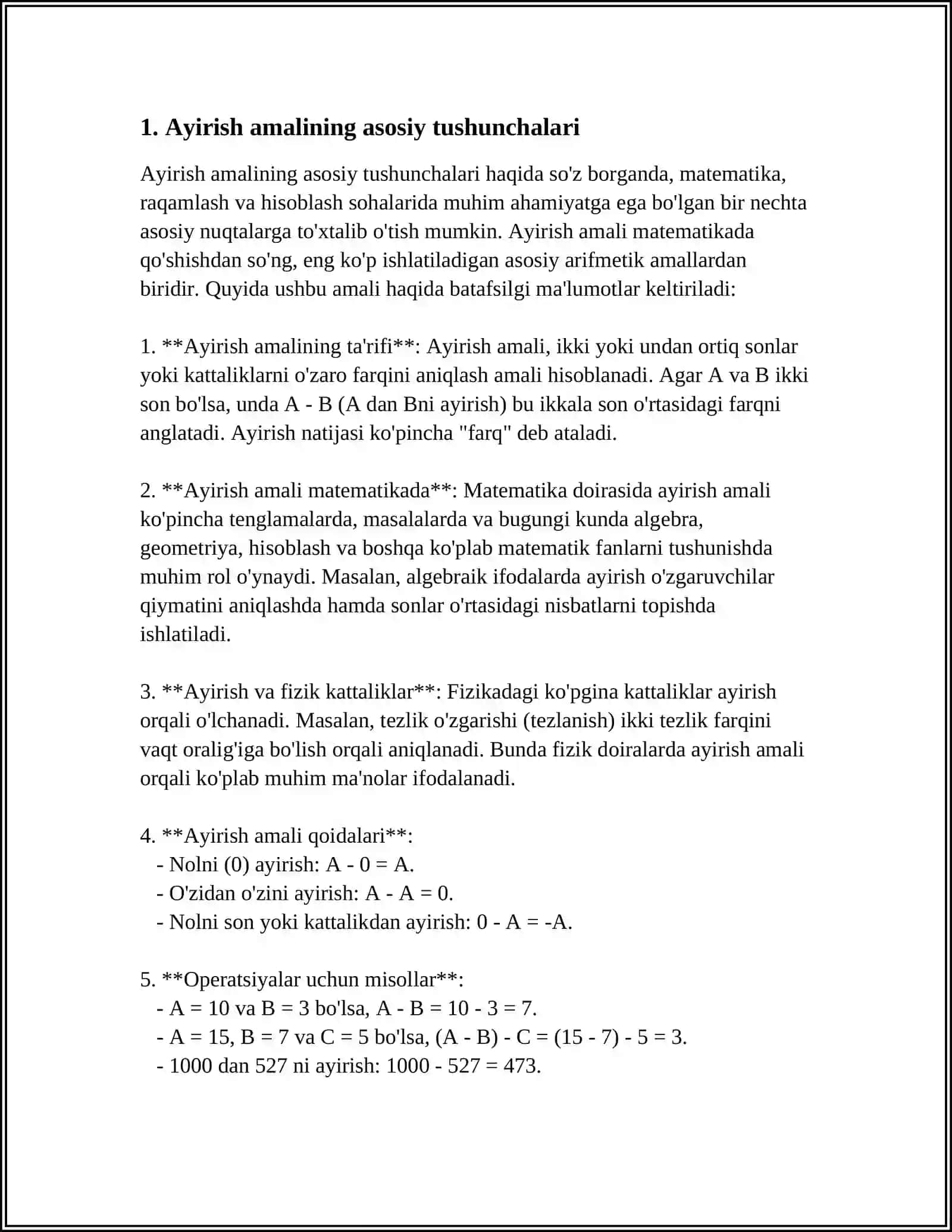 1-SINF MATEMATIKA DARSLARIDA AYIRISH AMALINING TARKIBIY QISMLARINI O'RGATISH METODIKASI 4