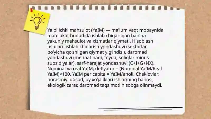 Milliy iqtisodiyot va uning tarkibiy makroiqtisodiy ko‘rsatkichlari. Iqtisodiy o‘sish nazariyasi 4