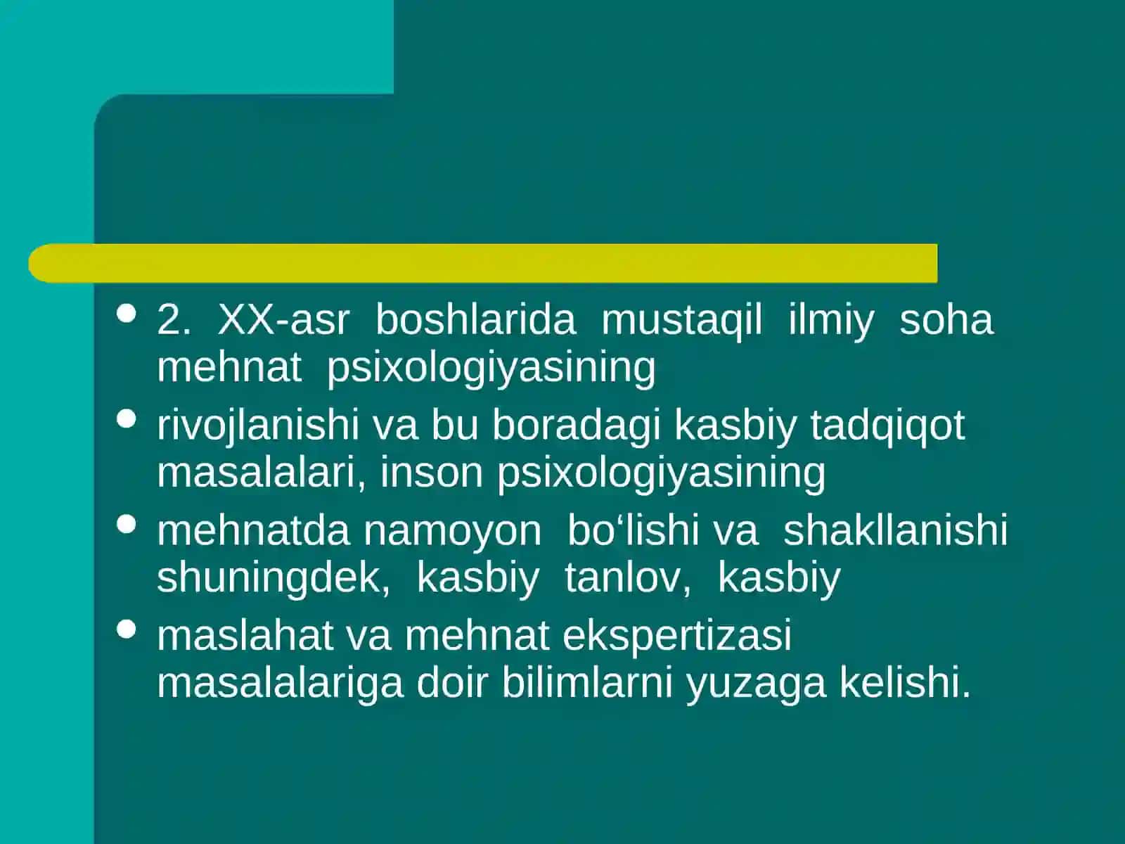Kasbiy psixologiya rivojlanish tarixi 4