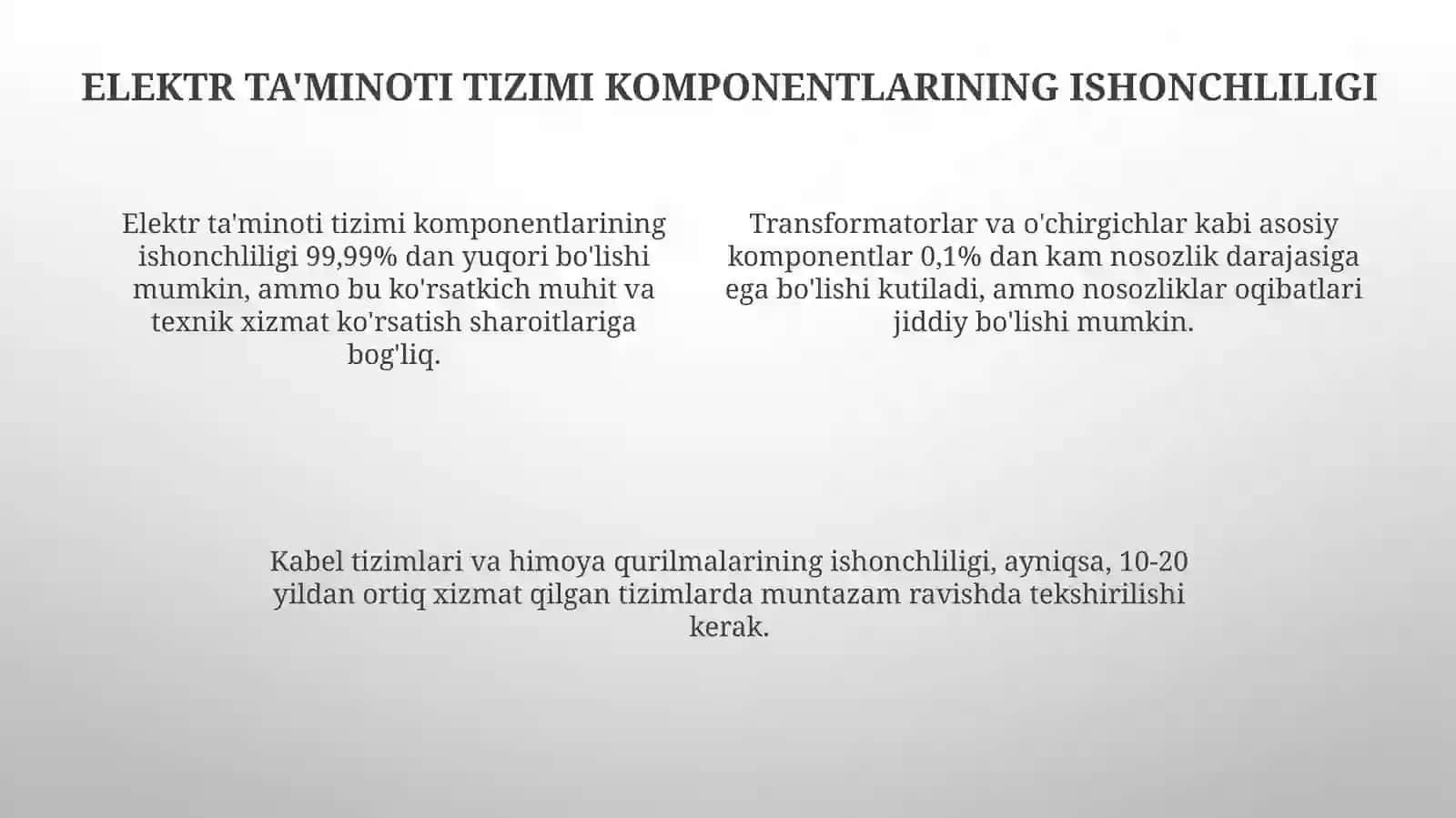 Energetika va elektr ta'minotida ishonchlilik masalalari 4