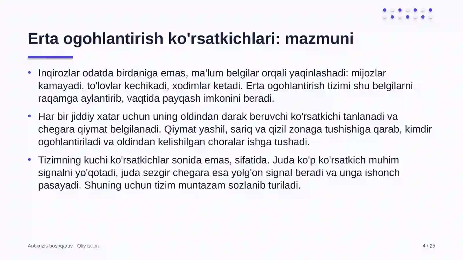 Beton zavodlarida erta ogohlantirish ko'rsatkichlarini belgilash 4