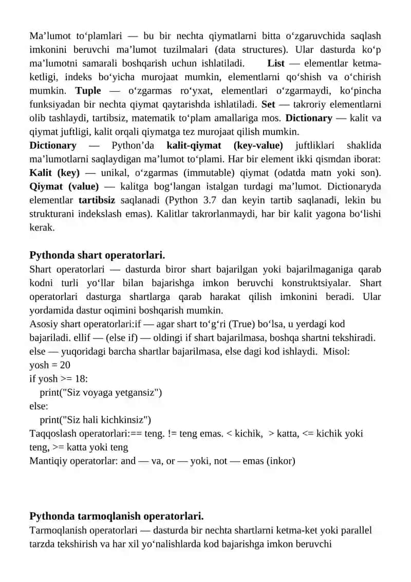 Python dasturlash tili sintaksisi 4