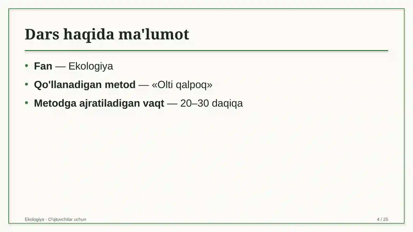 ekologiya darslarida olti qalpoq metodidan foydalanish 3929 4