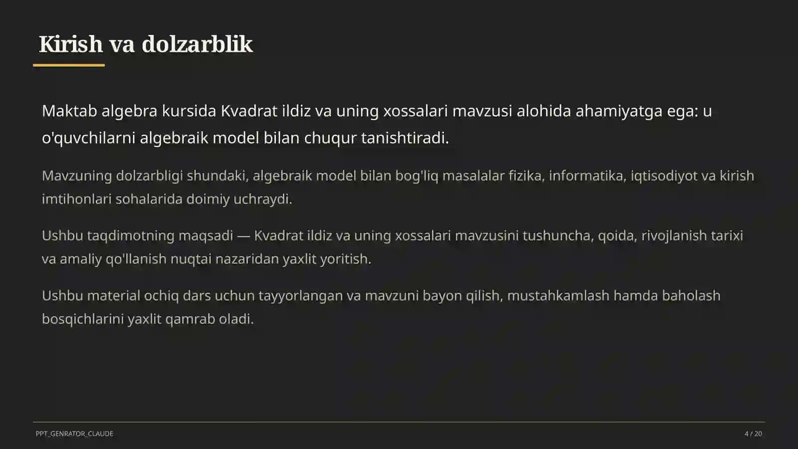 Kvadrat ildiz va uning xossalari (8-sinf) 4