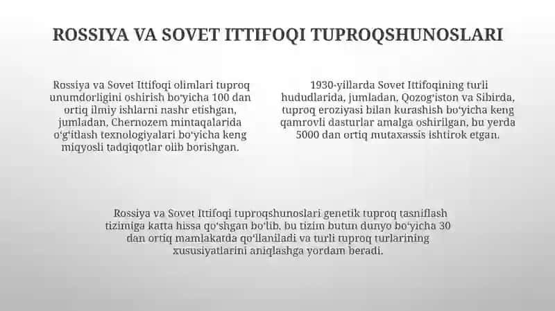 Tuproqlarni Tadqiq Etishga Hissa Qo'shgan Olimlar Haqida Prezintatsiya Tayyorlash 4