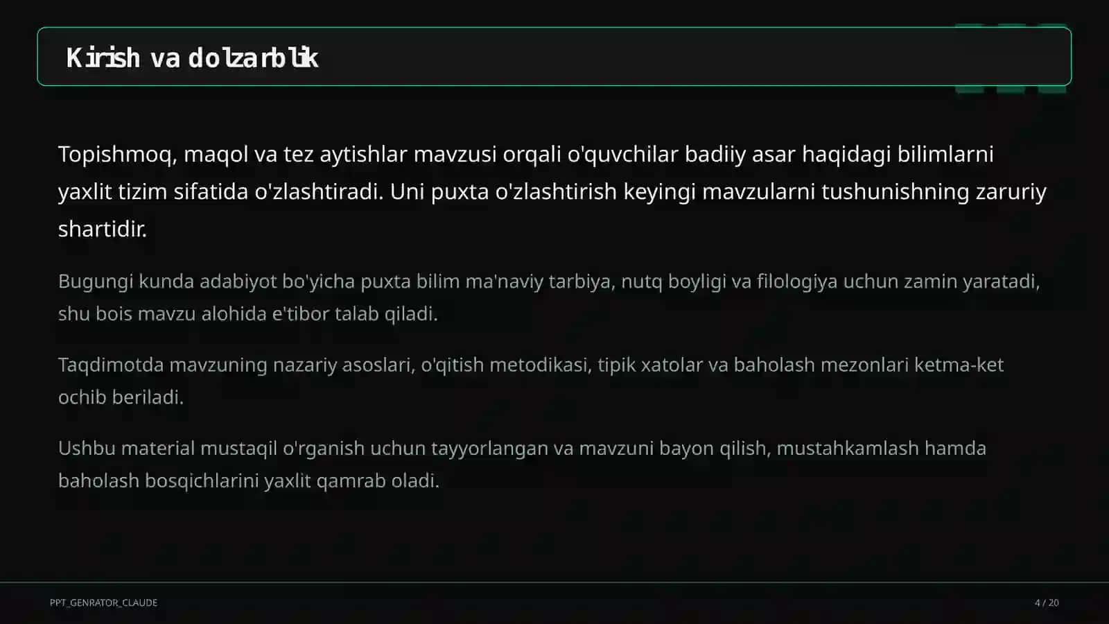 Topishmoq, maqol va tez aytishlar (5-sinf) 4