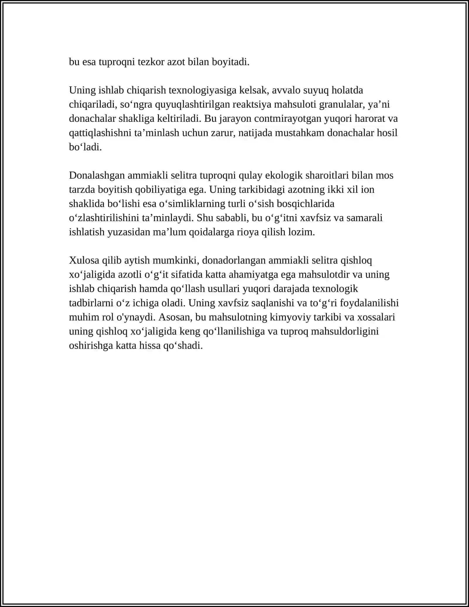 DONADORLANGAN AMMIAKLI SELITRA ISHLAB CHIQARISH TEXNOLOGIYASI 4