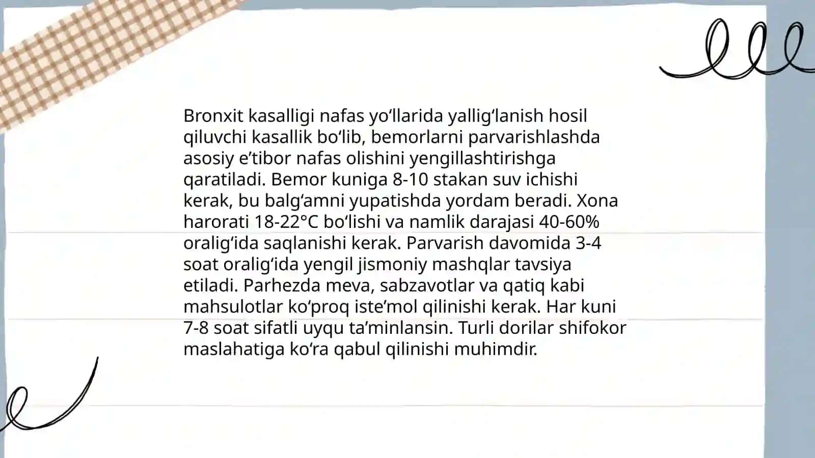 Nafas tizimi kasalliklari bilan kasallangan bemorlarni parvarishi va ularning nazorati 4