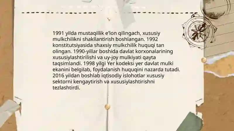 Iqtisodiy islohotlar xususiy mulkchilikning shakllanishi 4
