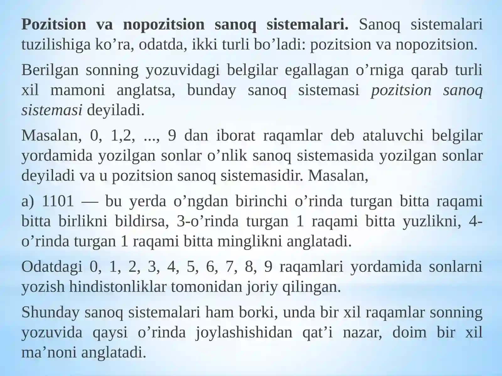 5-Mavzu: Sanoq sistemasi haqida tushuncha 4