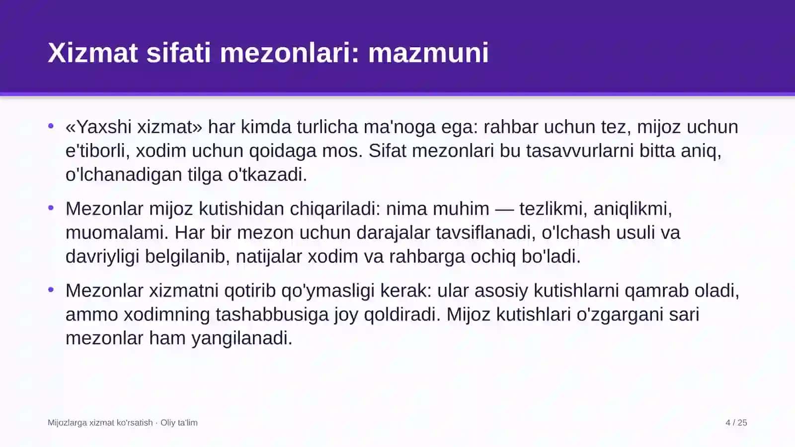 Frilans platformalarida xizmat sifati mezonlarini belgilash 4