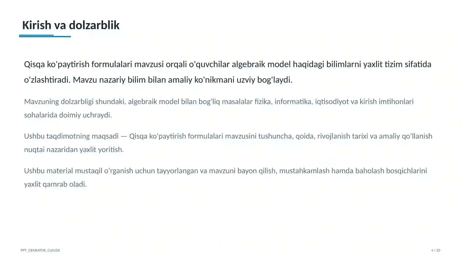 Qisqa ko'paytirish formulalari (7-sinf) 4