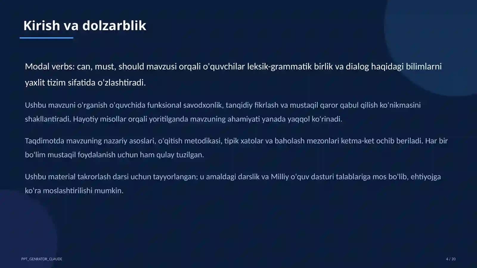 Modal verbs: can, must, should (7-sinf) 4