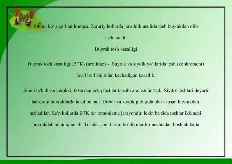 BUYRAKLARDATOSHLARINI HOSIL BO'LISHI SABABLARI VA MEXANIZMLARI 4