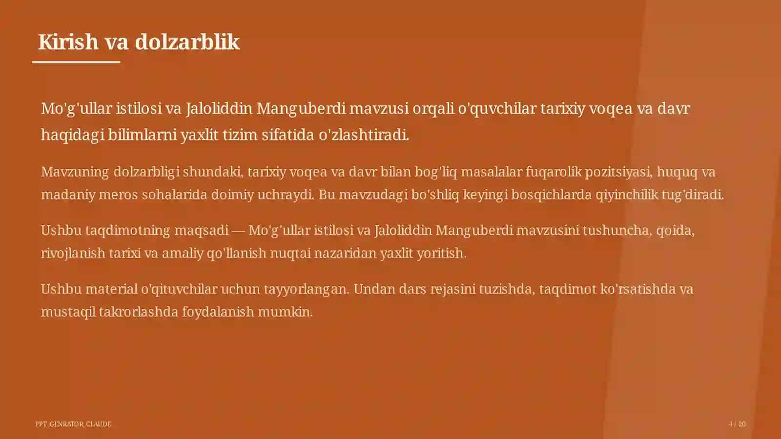 Mo'g'ullar istilosi va Jaloliddin Manguberdi (7-sinf) 4