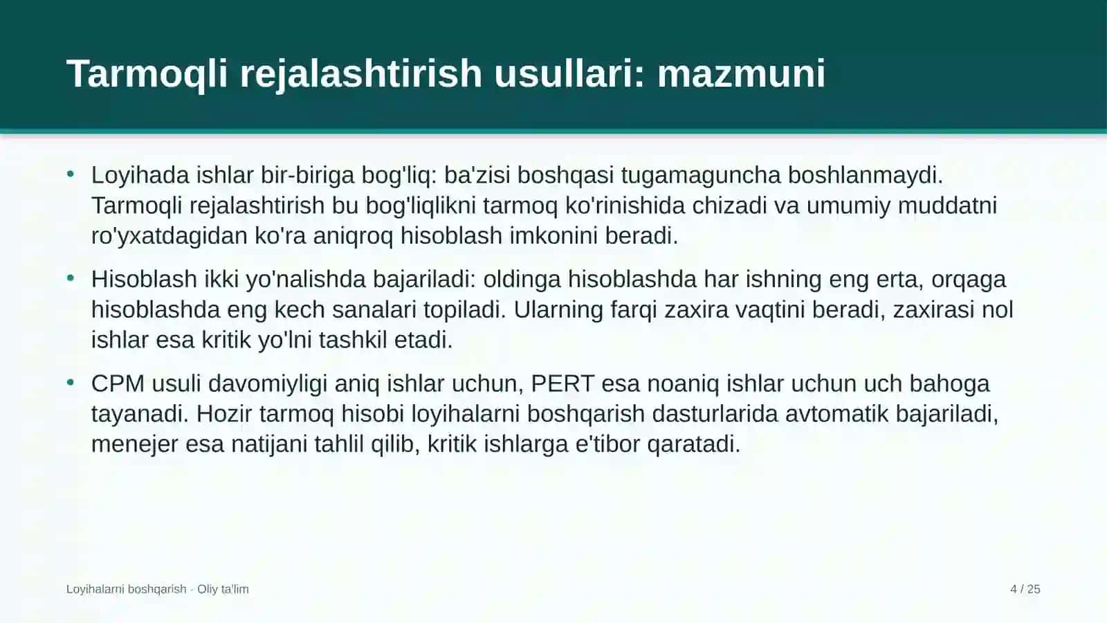 avtomobil transportida tarmoqli rejalashtirish usullari 3566 4