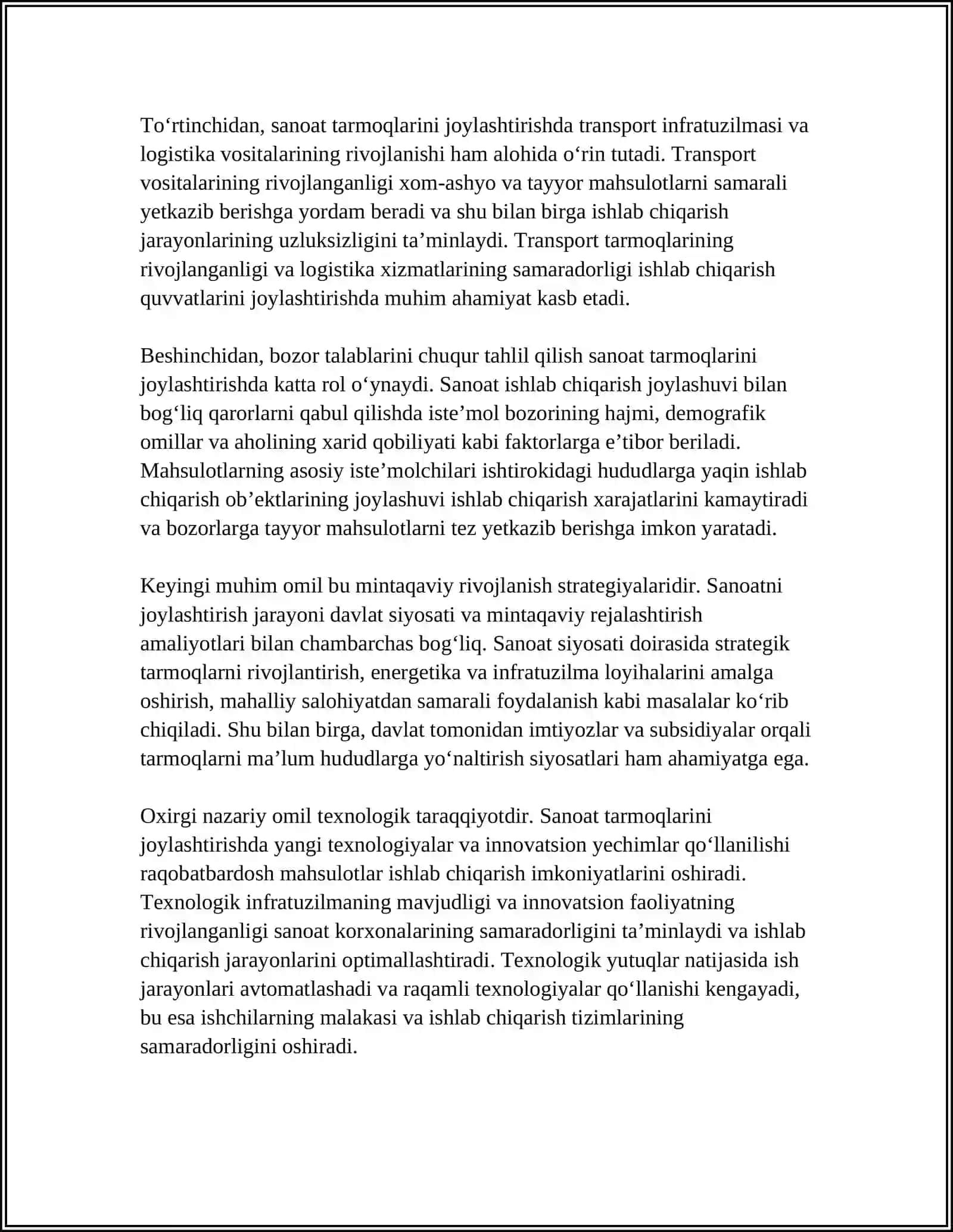 Sanoat tarmoqlarini joylashtirishning nazariy asoslari 4