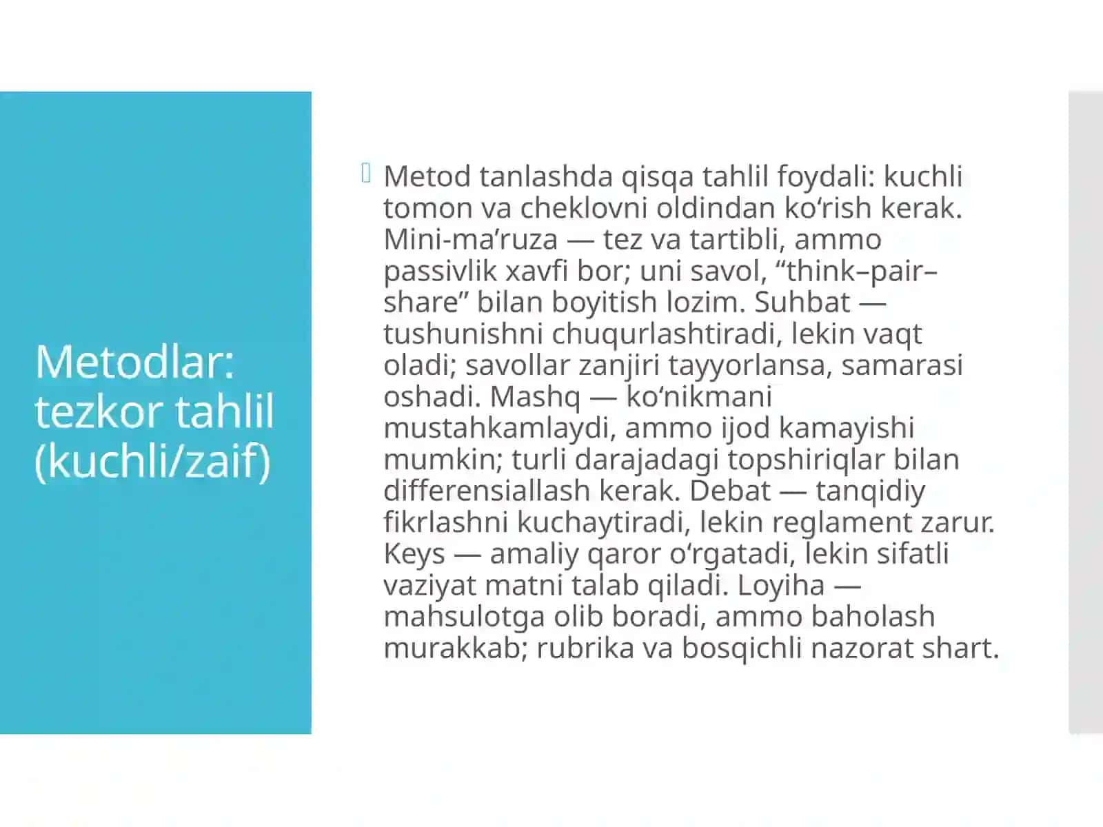 Ta'lim metodlari va vositalari: mavzuga kirish 4