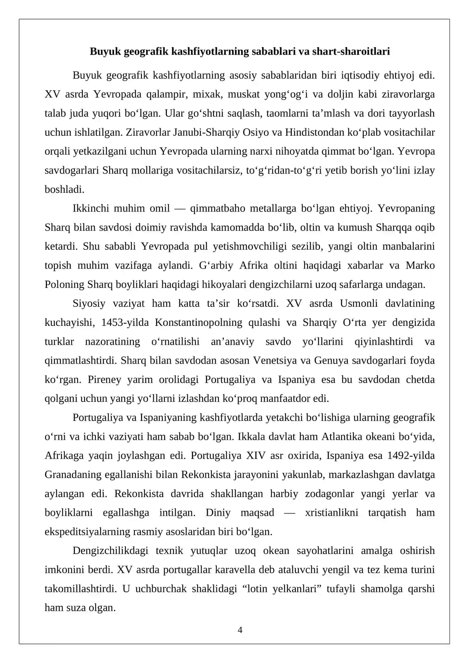 Buyuk geografik kashfiyotlar va oykumenaning kengayishi 4