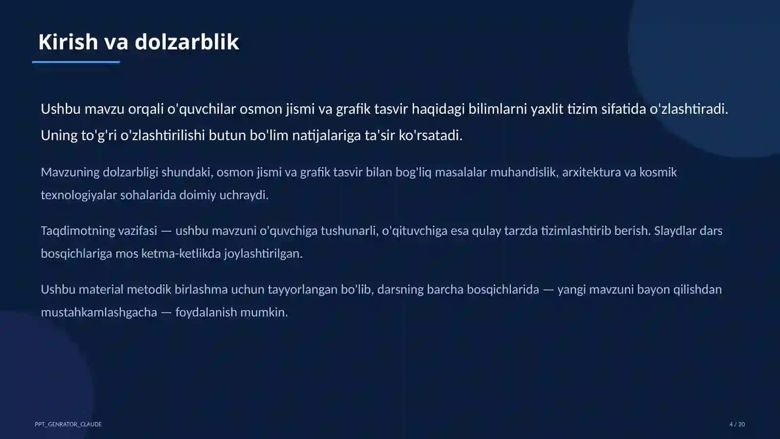 Chizmachilik asoslari: chizma asboblari va formatlar (8-sinf) 4
