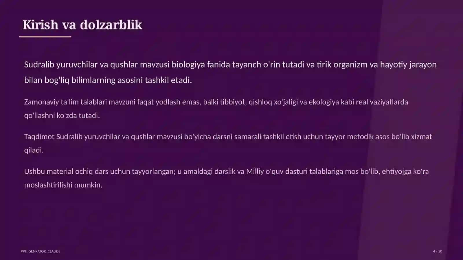 Sudralib yuruvchilar va qushlar (7-sinf) 4
