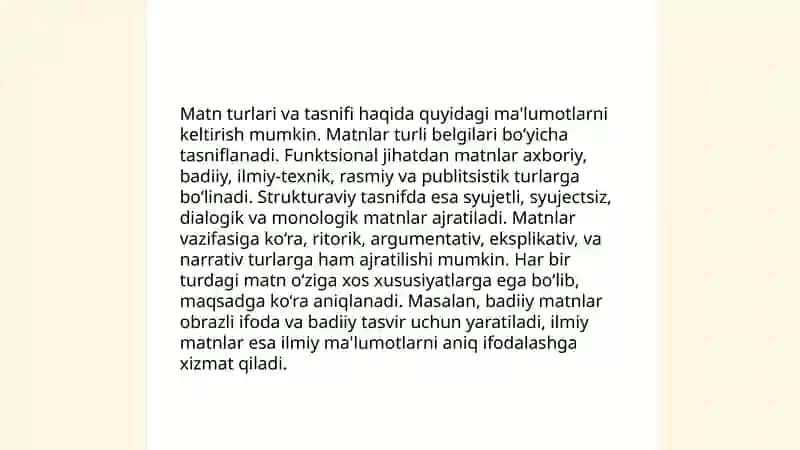 Matn va uning turlari. Matn hosil qiluvchi vositalar 4