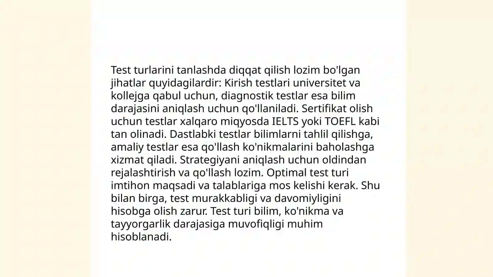 Test tuzishning asosiy bosqichlari 4