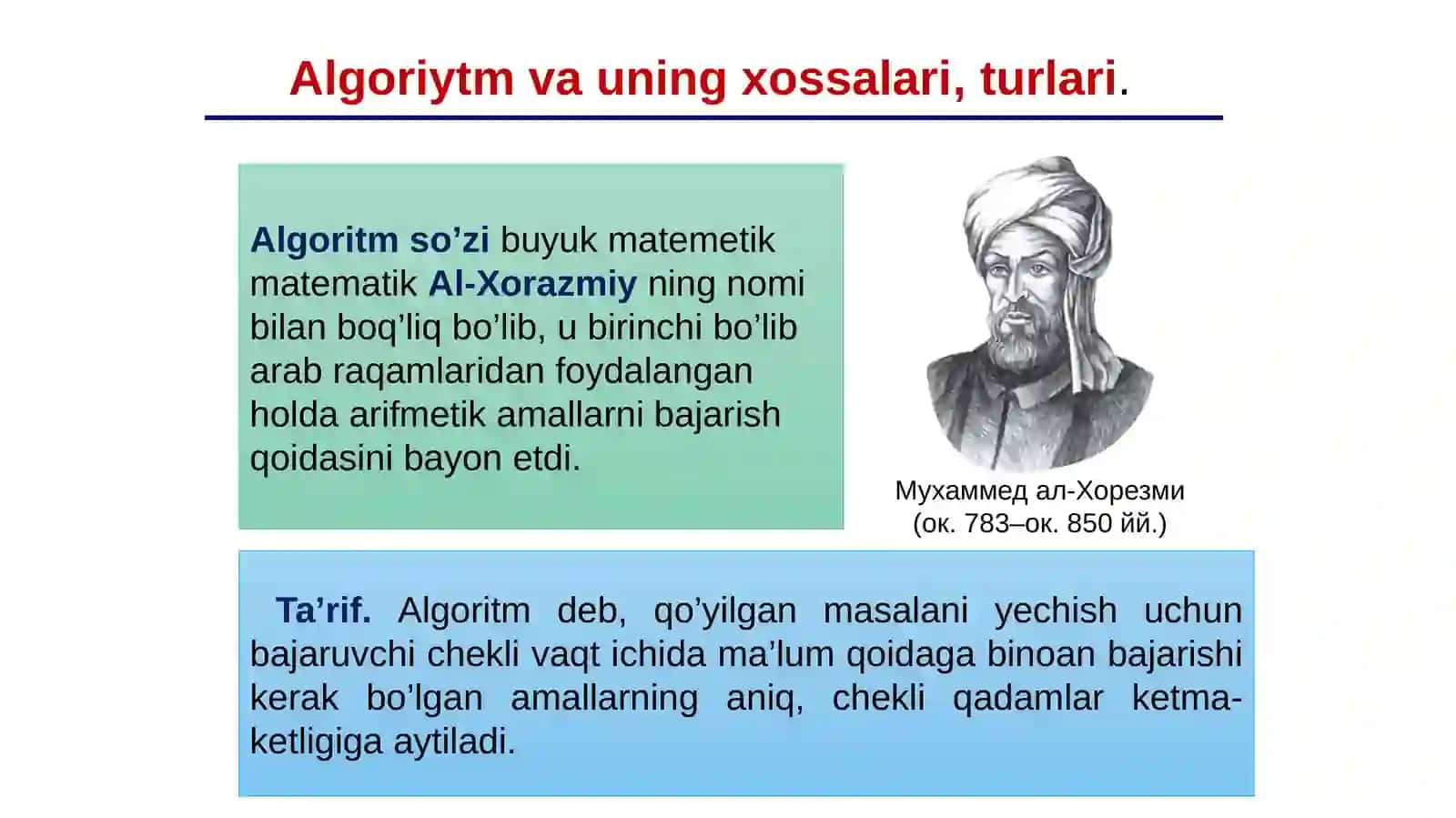 ALGORITMLASH VA DASTURLASHNING ASOSIY TUSHUNCHALARI. 4
