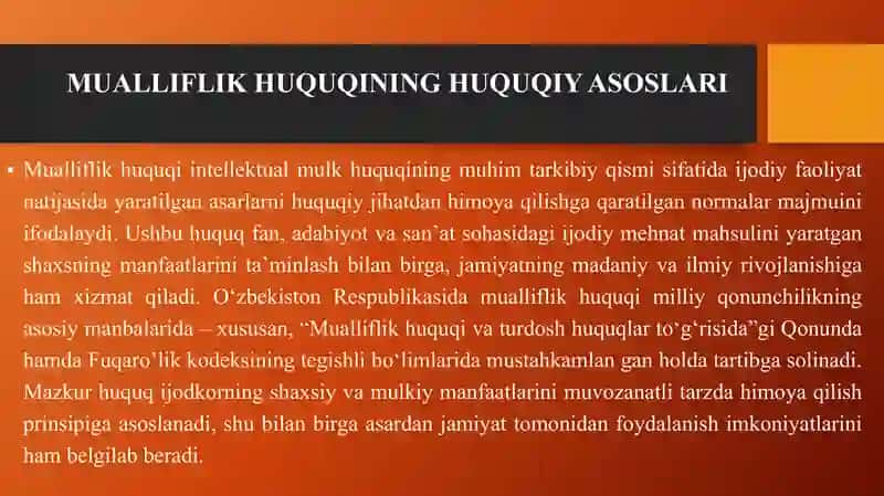 MUALLIFLIK HUQUQI VA TURDOSH HUQUQLAR 4