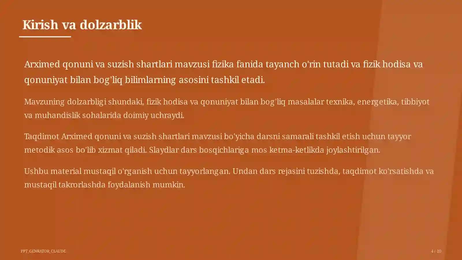 Arximed qonuni va suzish shartlari (7-sinf) 4