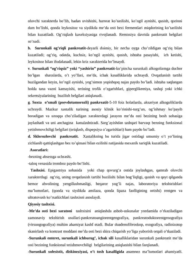 Surunkali-pankreatit va gastrit kasalliklarining asosiy belgilari 4