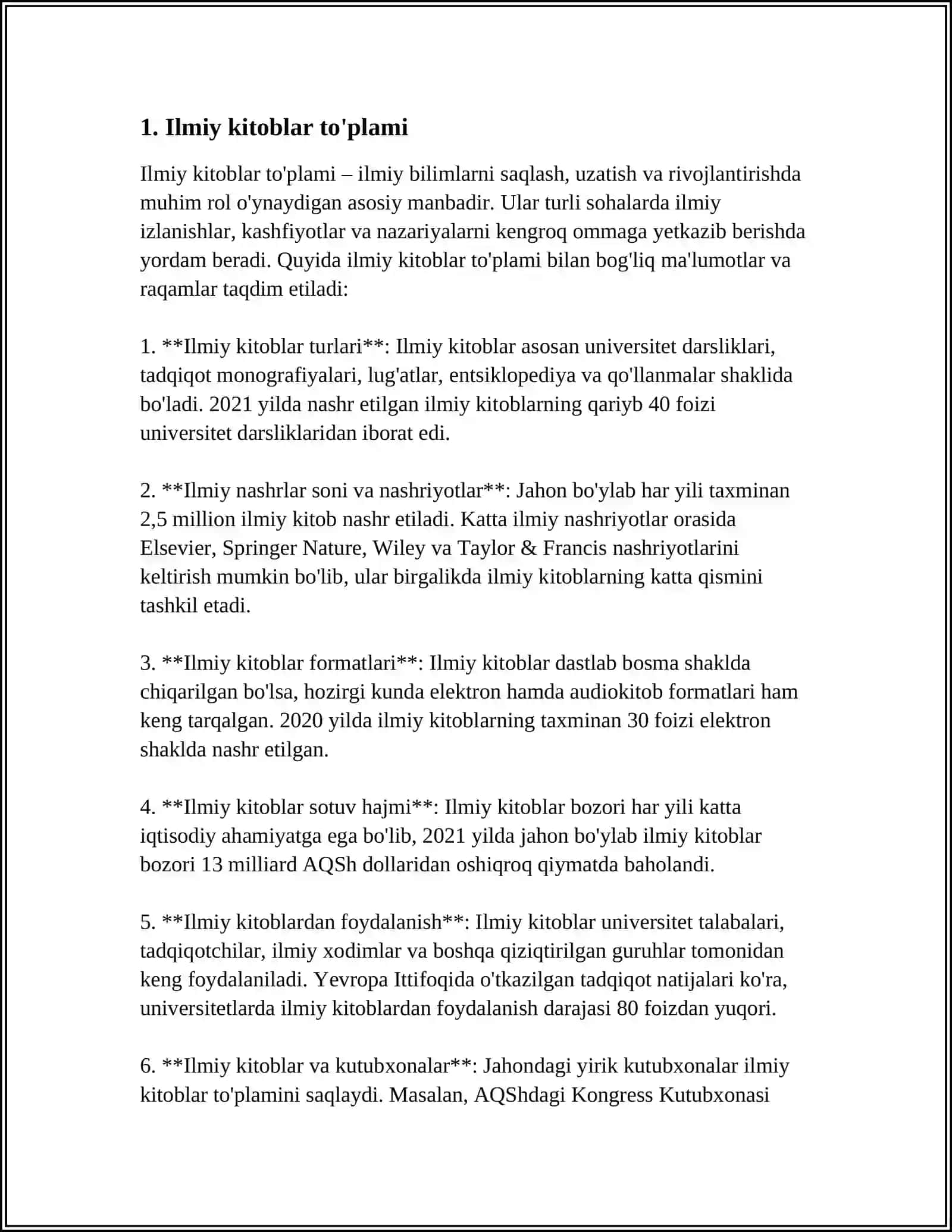 O'ZBEKISTON FANLAR AKADEMYASIGA QARASHLI BO'LGAN KUTUBXONALAR. ULARNING ASOSIY TUSHUNCHALARI VA FUNKTSIYALARI 4