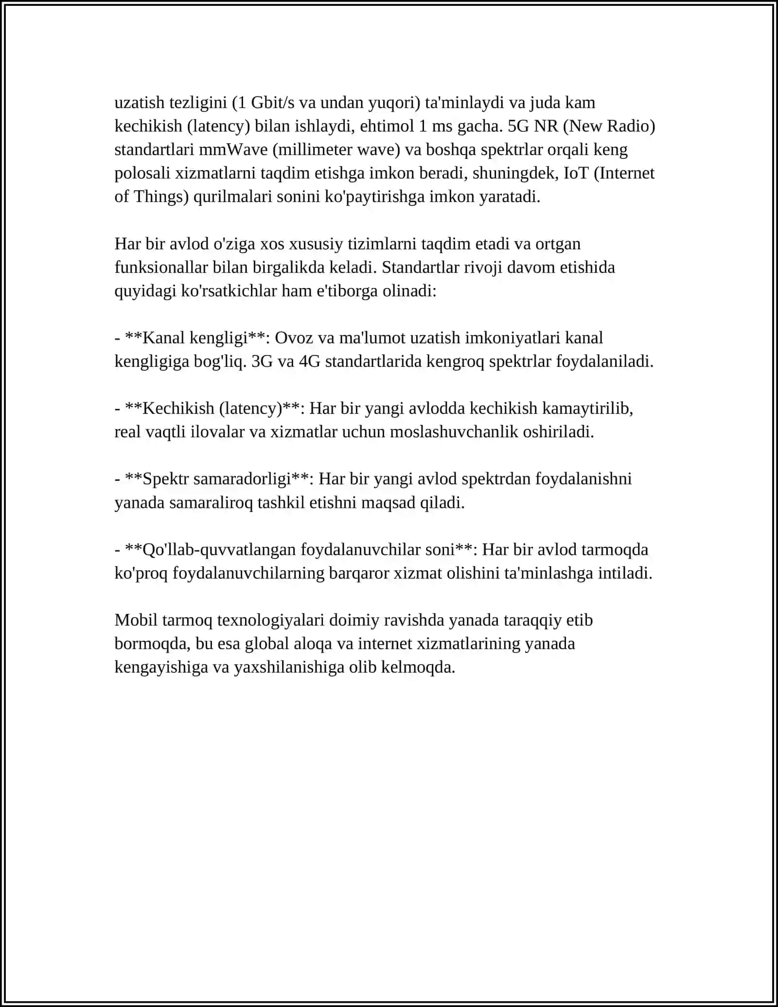 MOBIL TARMOQ SITANDARTLARI 4