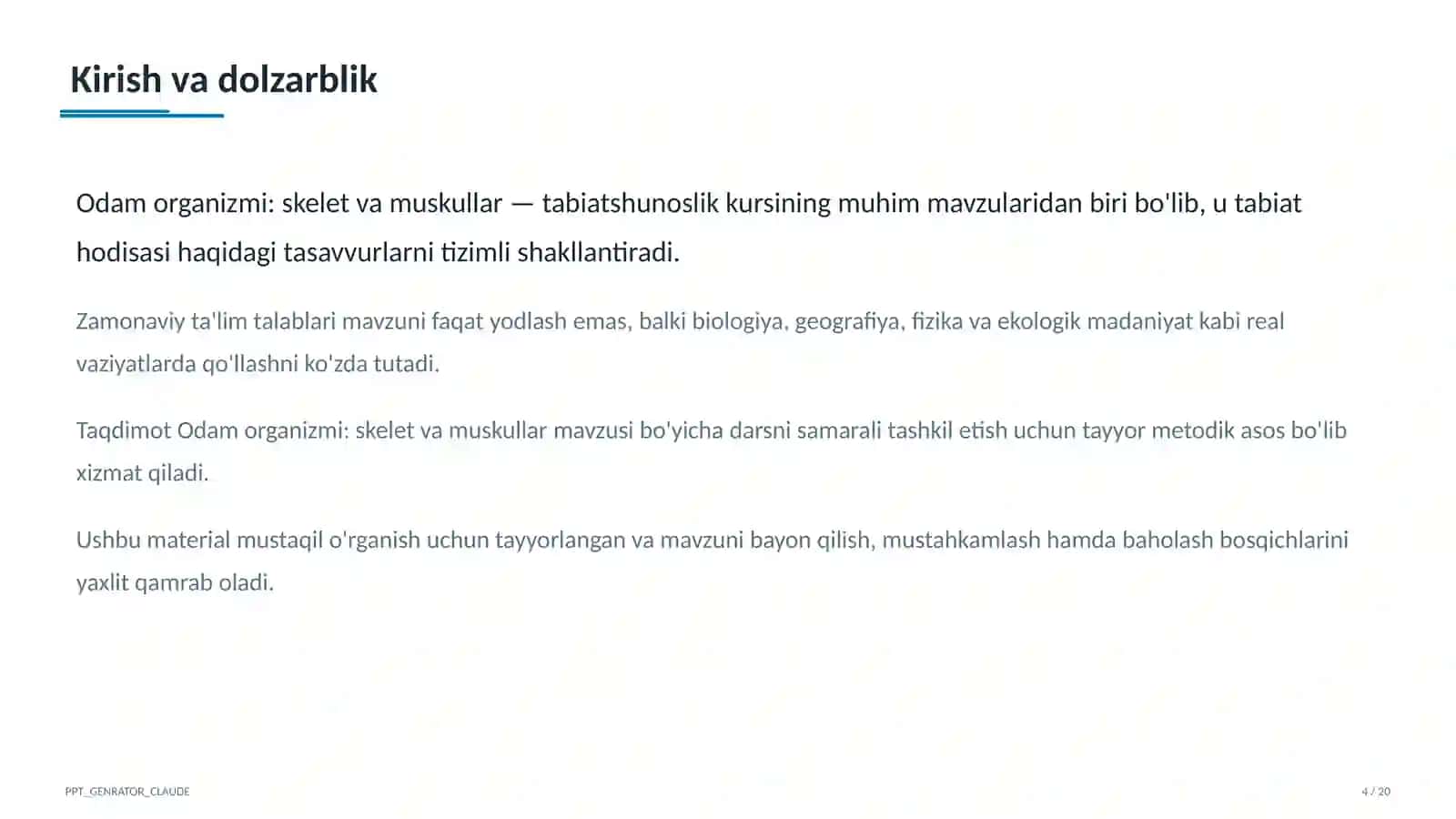 Odam organizmi: skelet va muskullar (4-sinf) 4
