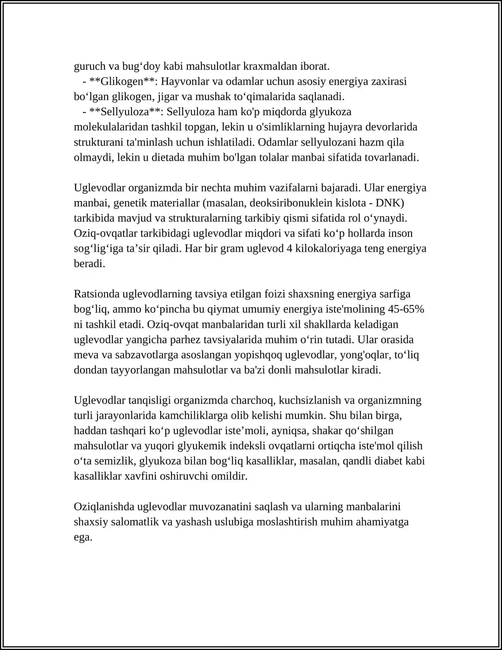 Uglevodlar klassifikatsiyasi organzimdagi ahamyati gipogipirkimiya haqida tushuncha 4