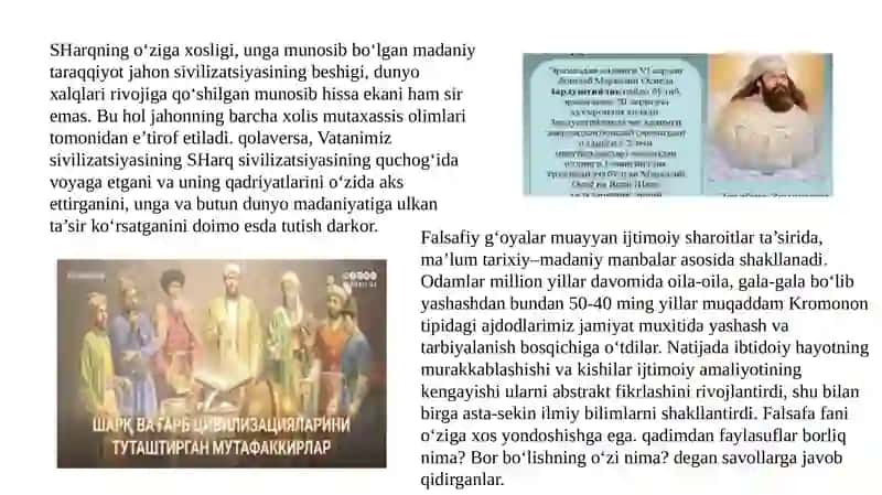 Falsafiy tafakkur taraqqiyoti bosqichlari: Sharq va G’arbfalsafasi 4