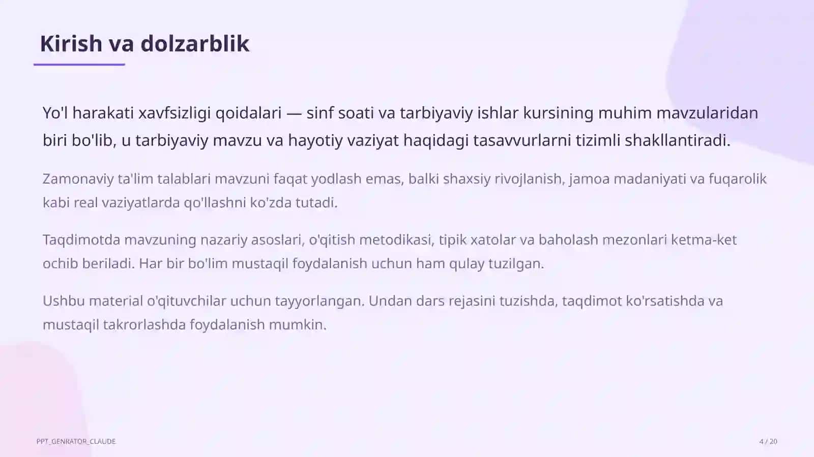 Yo'l harakati xavfsizligi qoidalari 4
