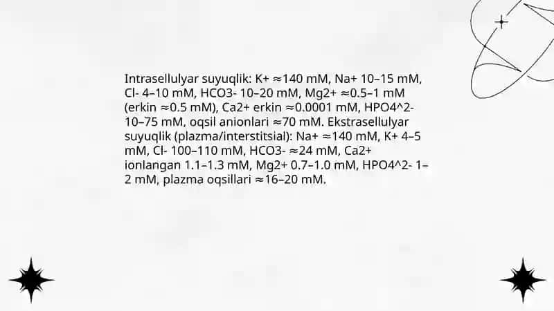 Organizmning biologik suyuqliklari elektrolit va noelektrolit eritmalari sifatida 4
