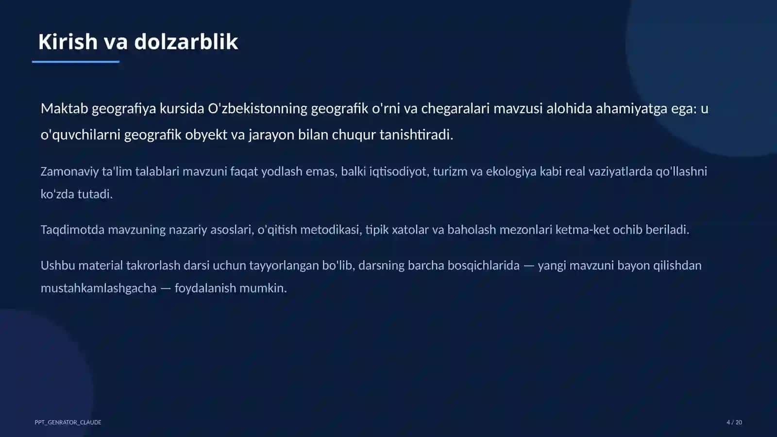 O'zbekistonning geografik o'rni va chegaralari (8-sinf) 4