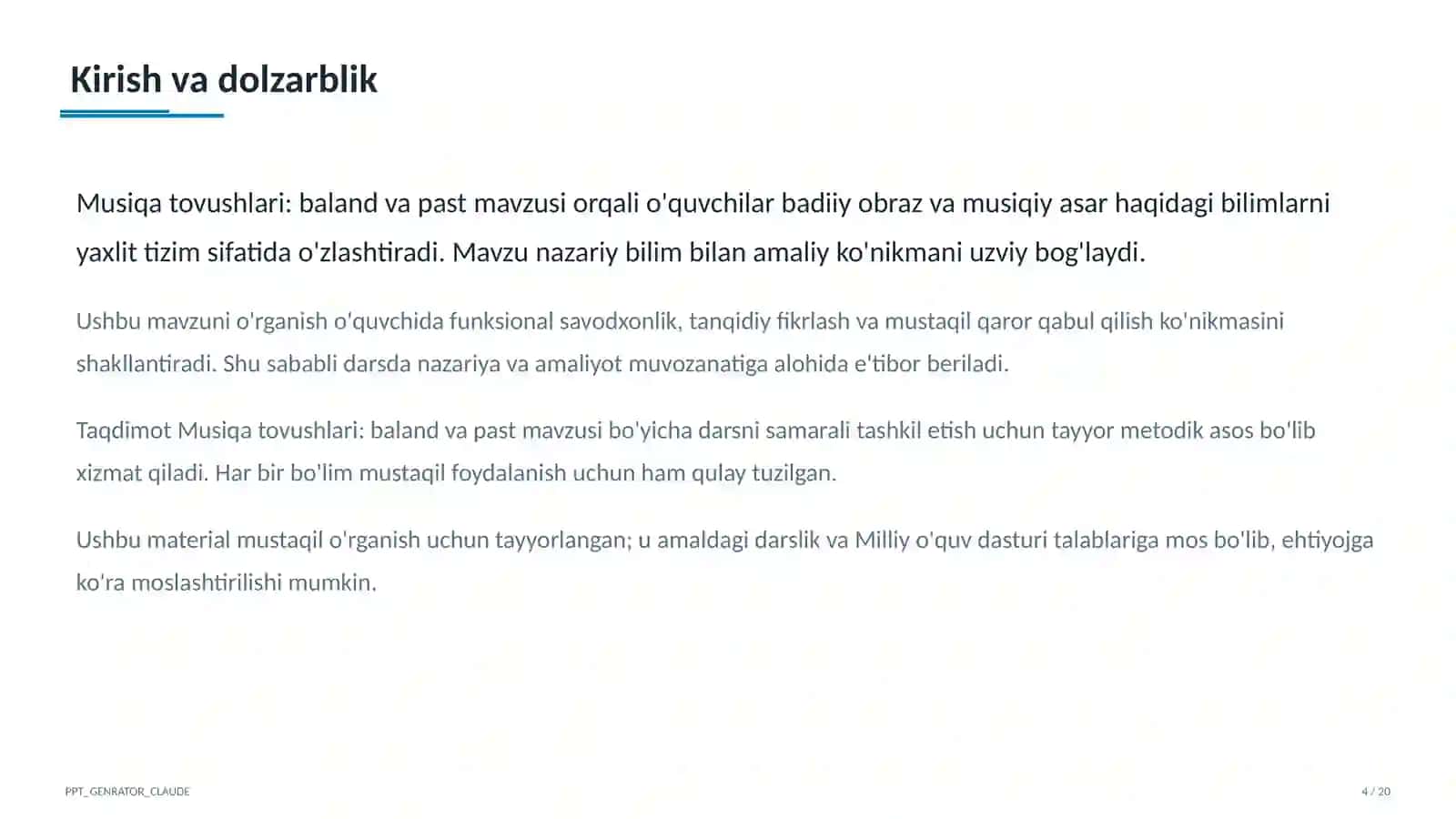Musiqa tovushlari: baland va past (1-sinf) 4