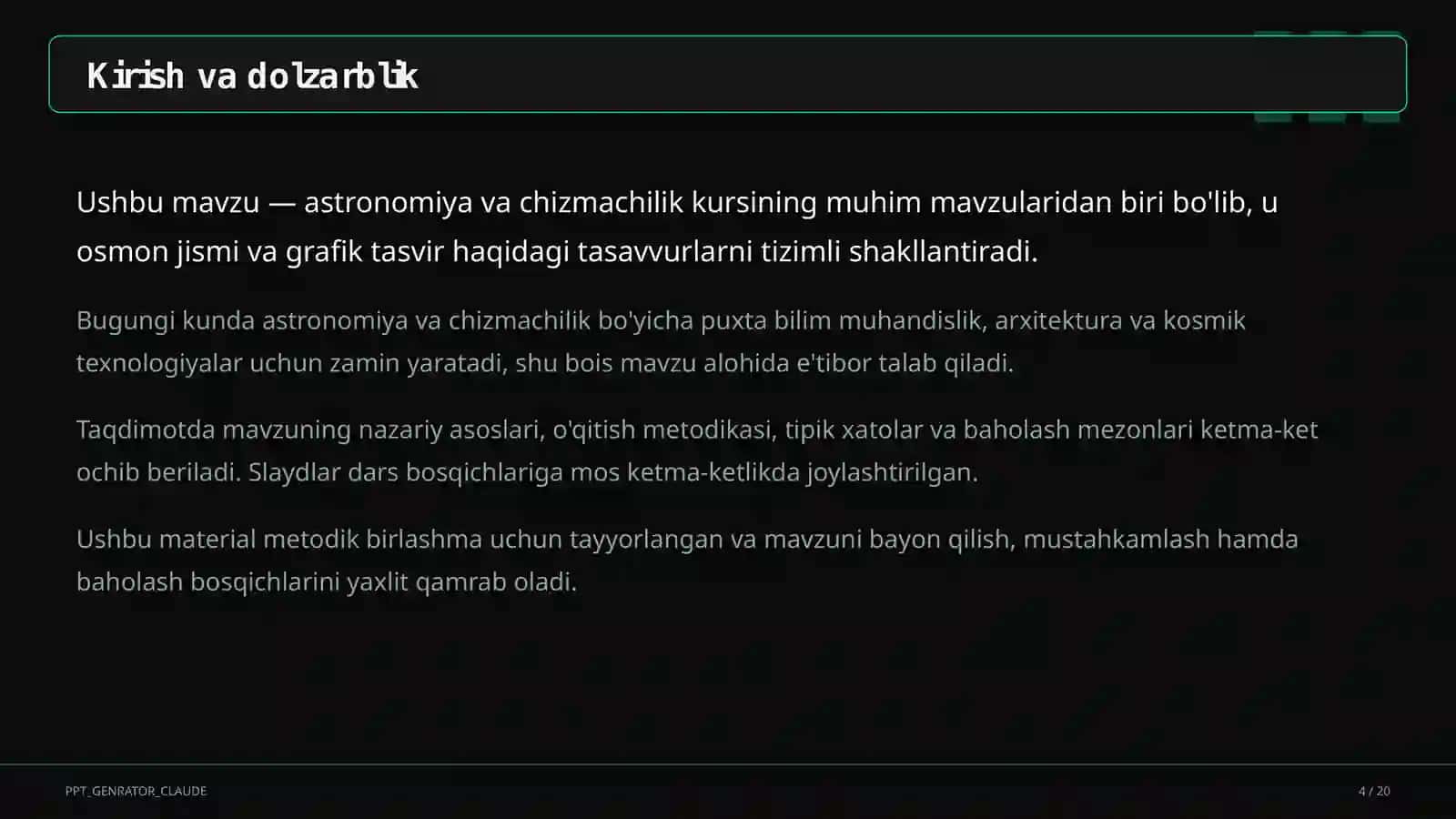 Chizmachilik asoslari: chizma asboblari va formatlar (8-sinf) 4