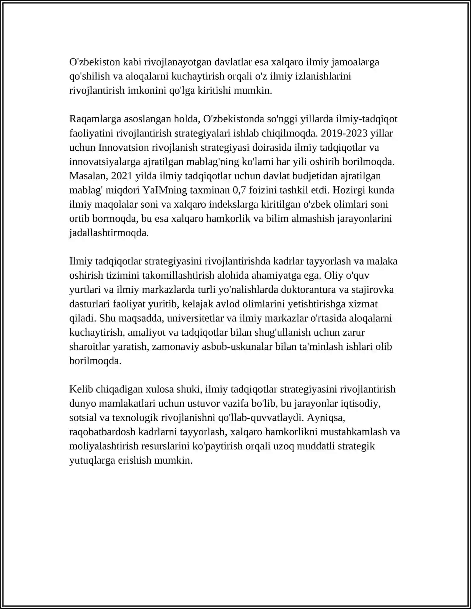 KORXONADA ILMIY TADQIQOT VA TAJRIBA KONSTRUKTORLIK ISHLARI BO‘YICHA FAOLIYAT KO‘RSATADIGAN BO‘LIM FAOLIYATINI TASHKIL ETISH VA RIVOJLANTIRISH 4