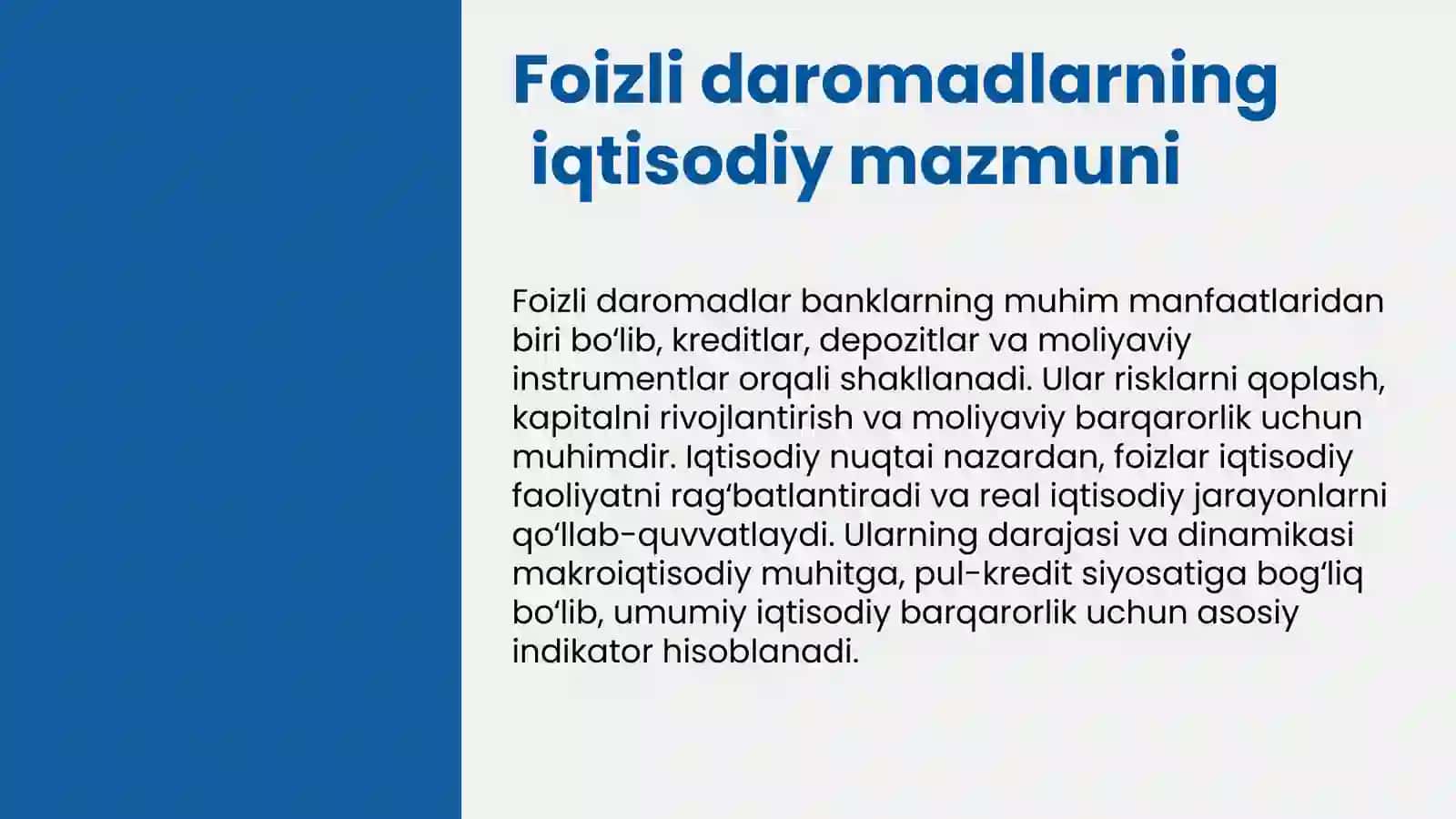 Tijorat banklarining daromadlari tushunchasi 4