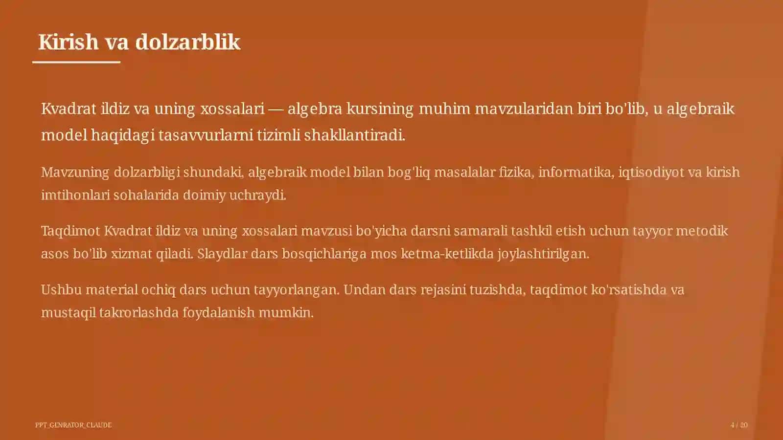 Kvadrat ildiz va uning xossalari (8-sinf) 4